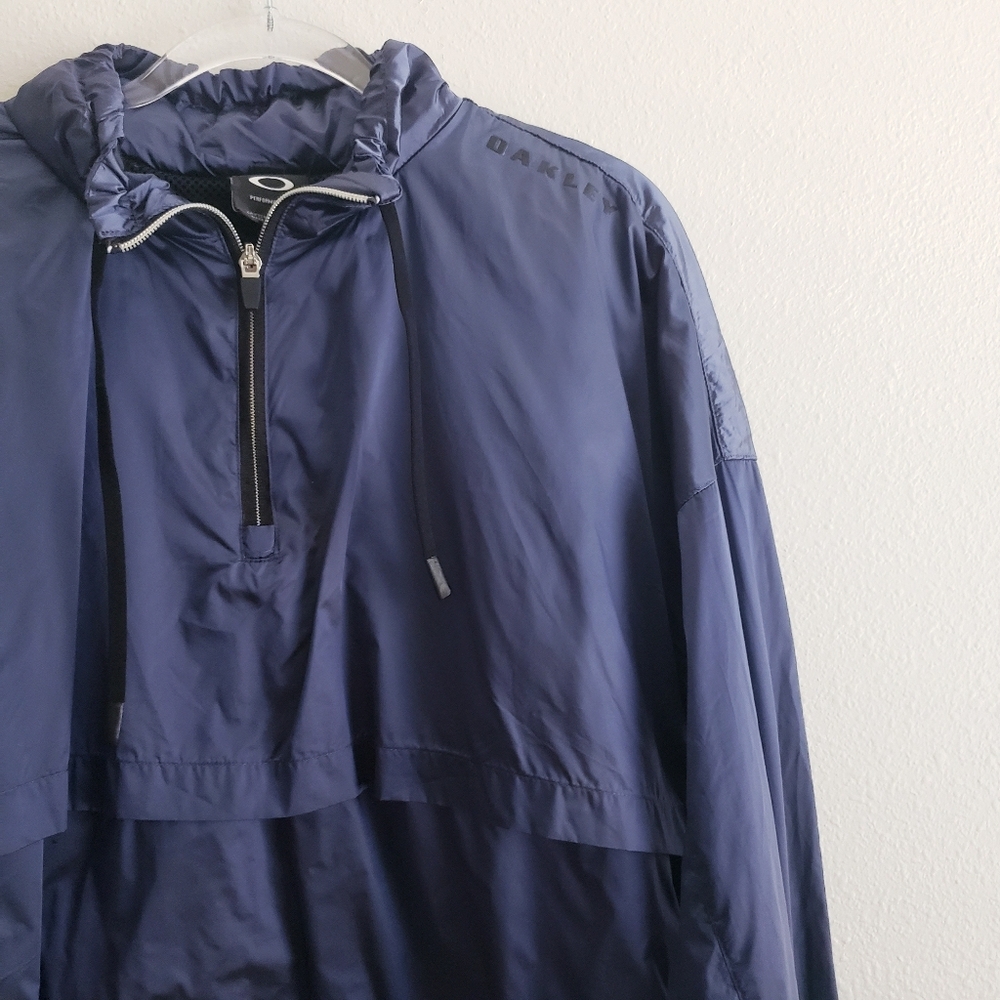 Oakley Blue Quarter Zip Windbreaker Proformance Fit Jacket - Picture 2 of 7